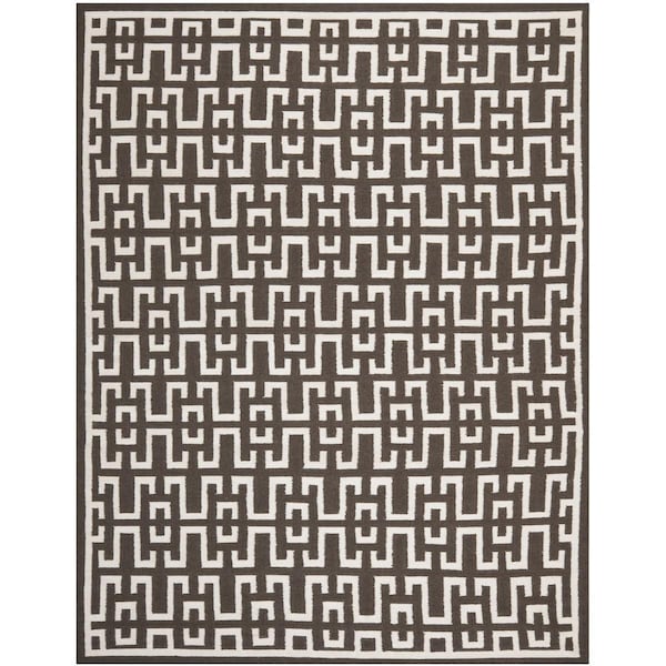Safavieh 6 x 9 ft. Dhurries Flatweave Rug, Medium Rectangle - Chocolate and Ivory DHU621C-6 - main